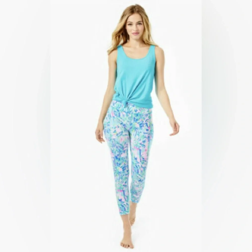 Lilly Pulitzer Weekender High Rise Midi Leggings Cabana Cocktail Size XL - Picture 2 of 6